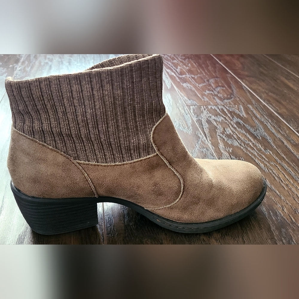 b.o.c. Taupe Ankle Boots with Knit Cuff and Tassel - Picture 2 of 6